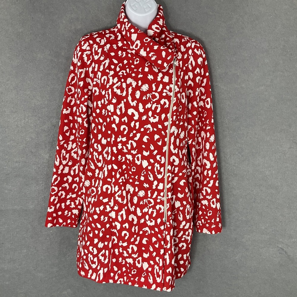 Andree by Unit Jacket Womens M Red Animal Print Full Zip‎ Casual Office